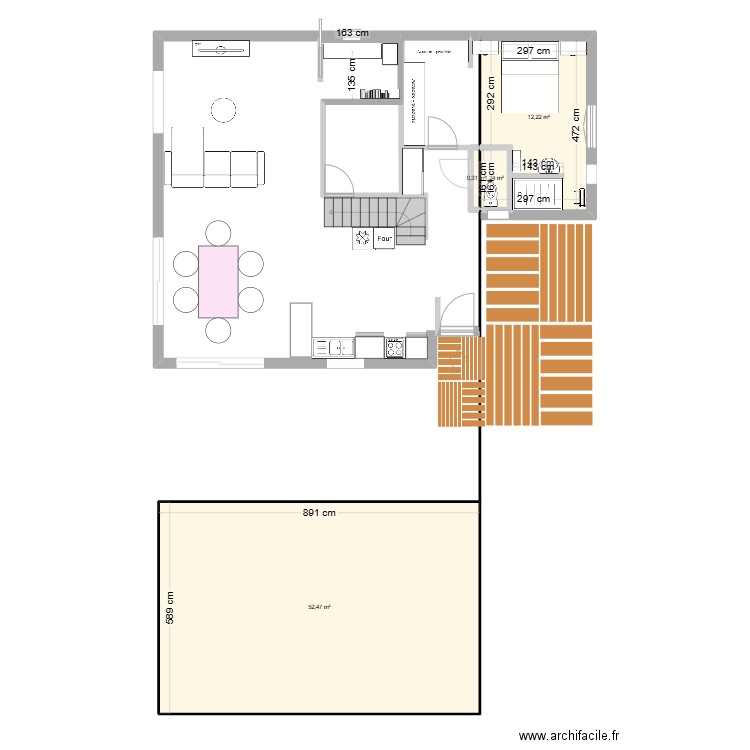 planA. Plan de 4 pièces et 66 m2