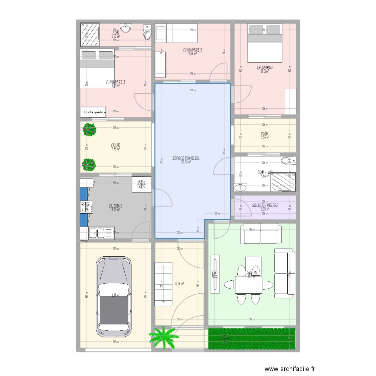 MAISON SENEGAL 2. Plan de 14 pièces et 138 m2