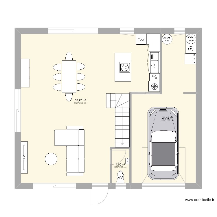 SCI 1. Plan de 3 pièces et 80 m2