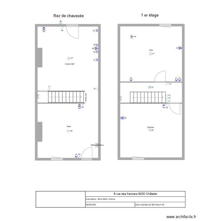 chatelet 6. Plan de 6 pièces et 87 m2