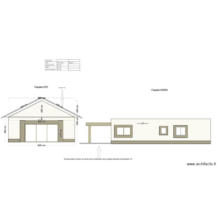 facade Est NORD. Plan de 0 pièce et 0 m2