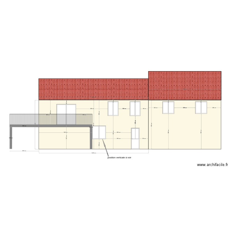 façade est. Plan de 0 pièce et 0 m2