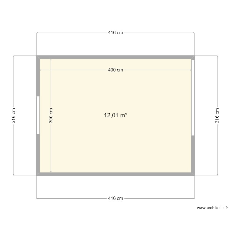 stock silicone. Plan de 1 pièce et 12 m2