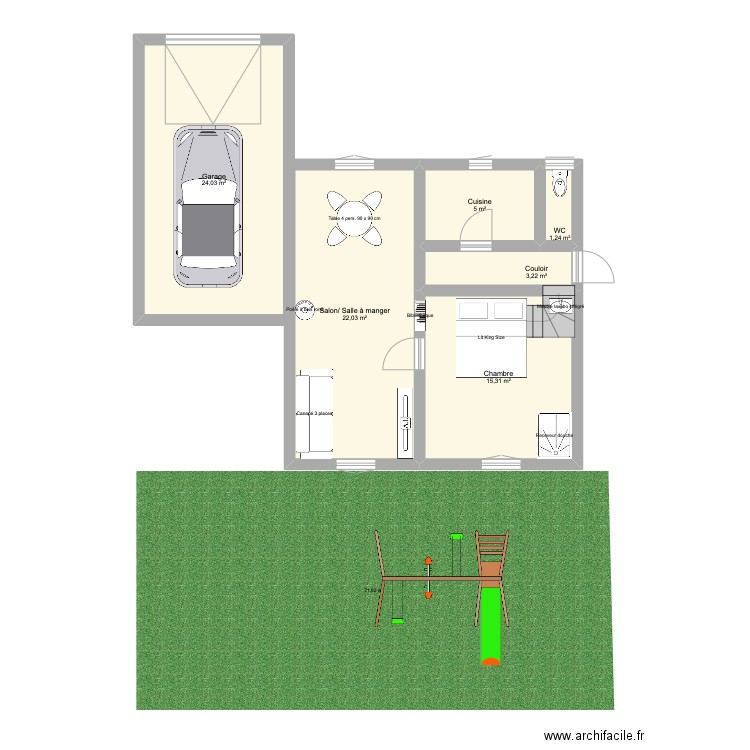 Galillée. Plan de 6 pièces et 71 m2