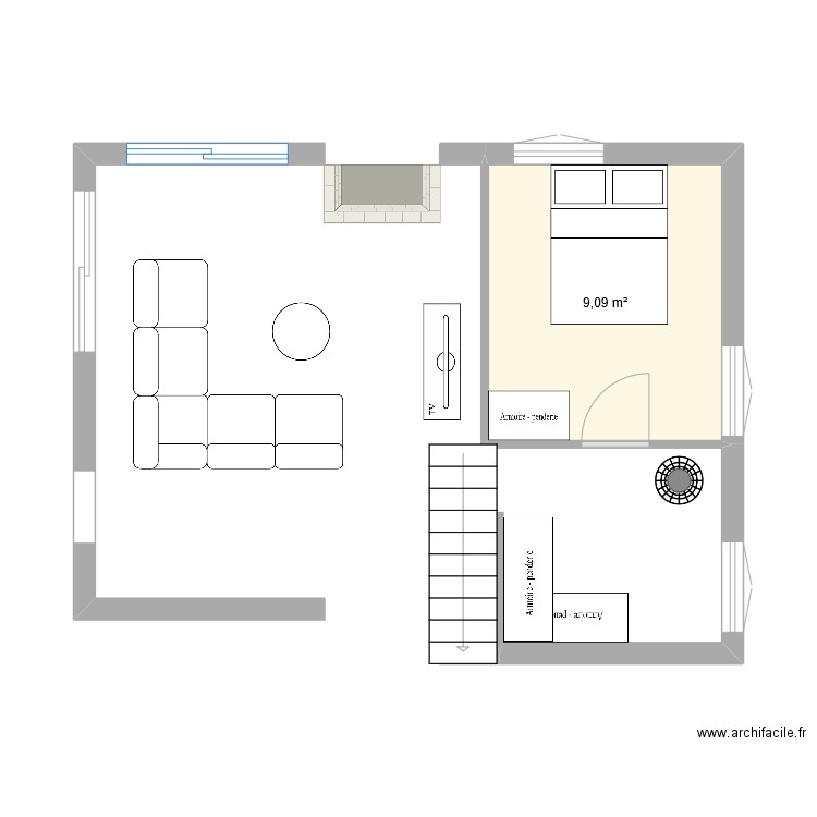 591 ter. Plan de 1 pièce et 9 m2