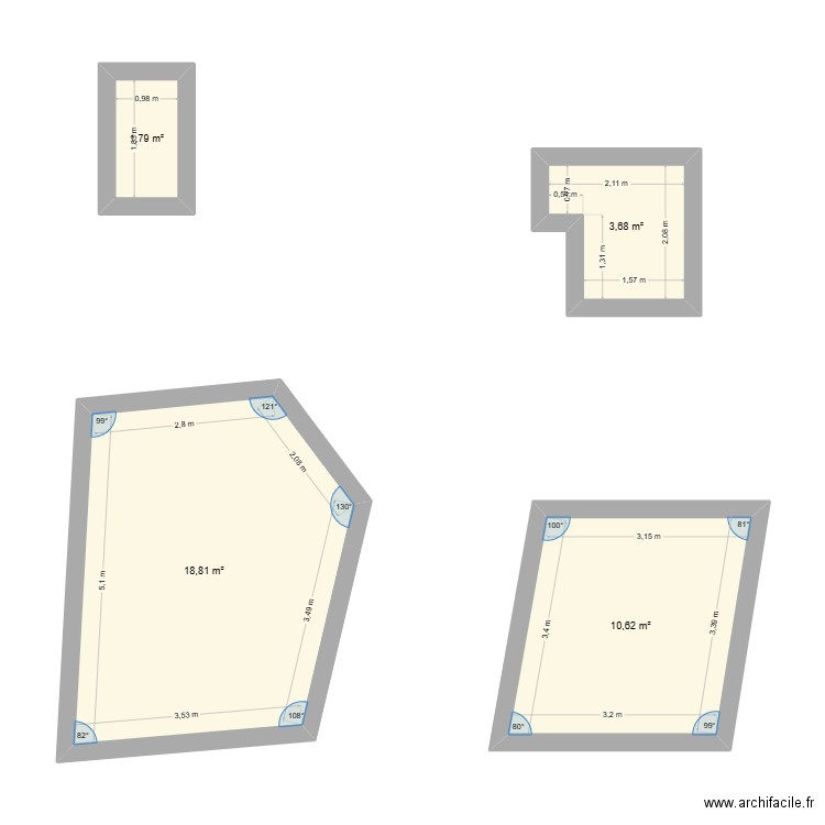 rez. Plan de 4 pièces et 35 m2