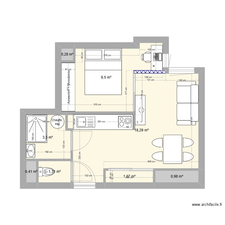 Plan GASU 23 NAT 3. Plan de 8 pièces et 35 m2