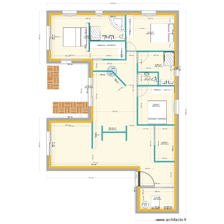 kevin3. Plan de 18 pièces et 293 m2