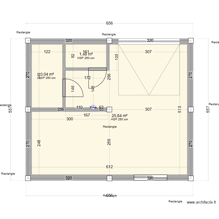 Garage. Plan de 3 pièces et 30 m2