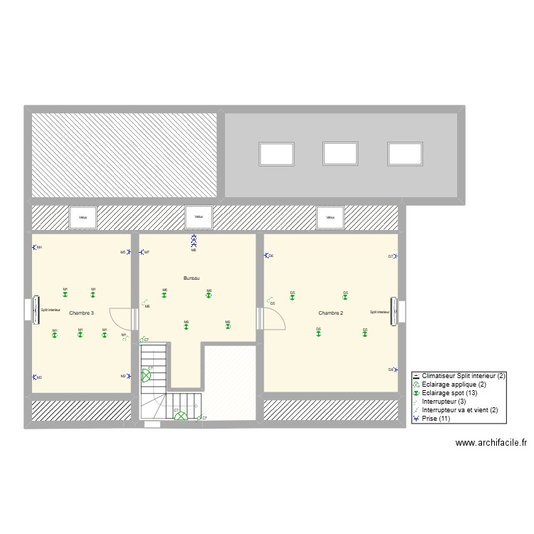 JERM Etage. Plan de 9 pièces et 144 m2