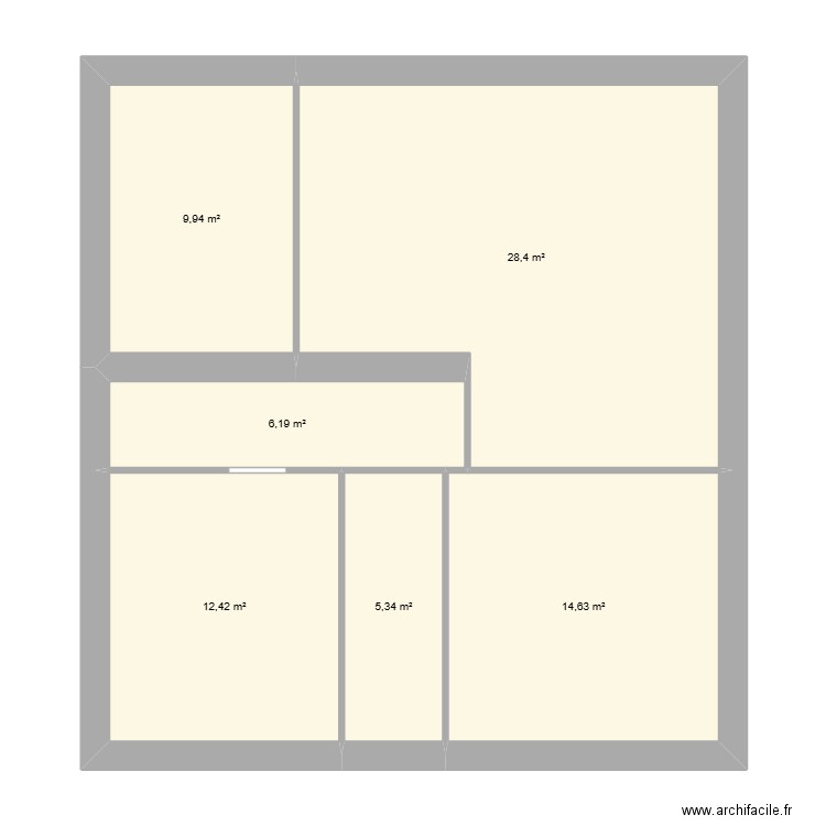 Sous Sol. Plan de 6 pièces et 77 m2