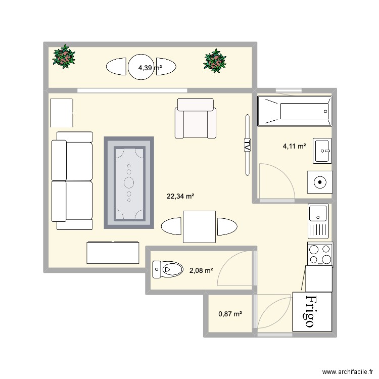 Plan Grenelle. Plan de 5 pièces et 34 m2