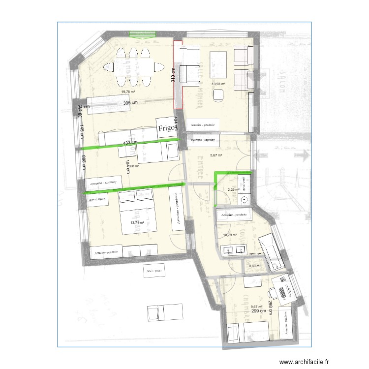 19 PORO 3. Plan de 9 pièces et 85 m2