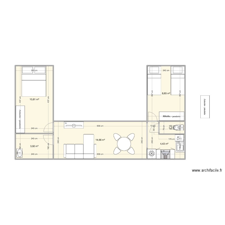 Plan Contenaire 6 + 12, 4-6 pers. Plan de 11 pièces et 88 m2