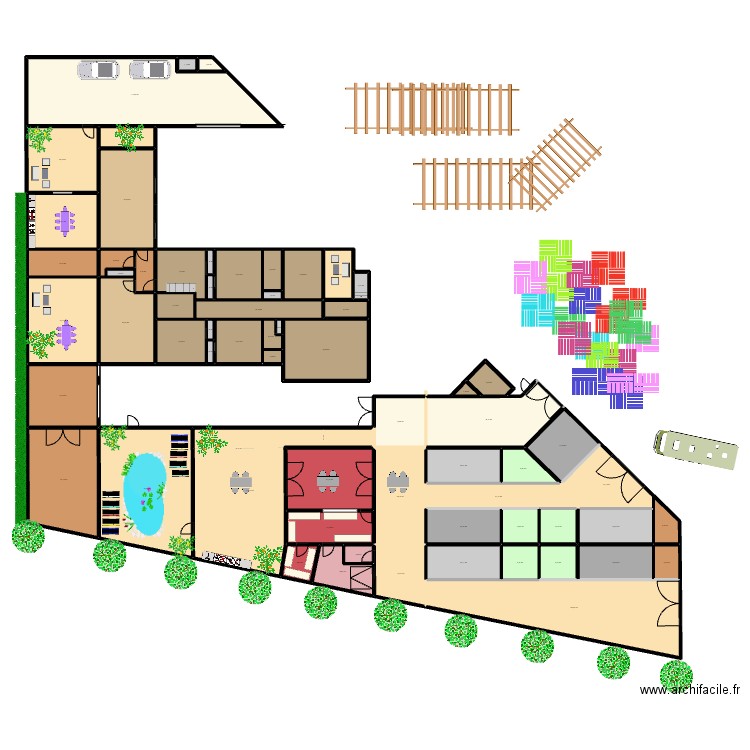 RESTO NORD + STANDS 1111A. Plan de 64 pièces et 1401 m2