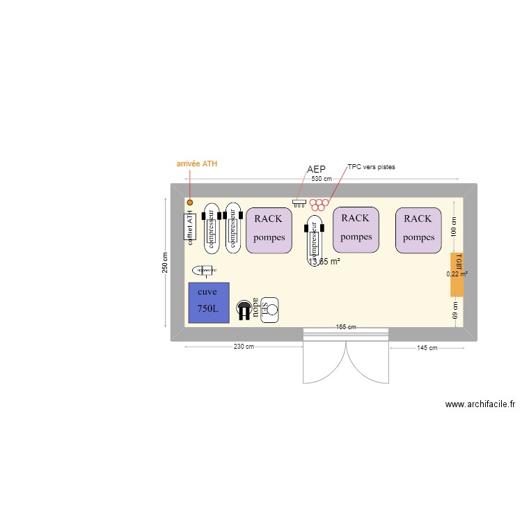 roissy. Plan de 1 pièce et 14 m2