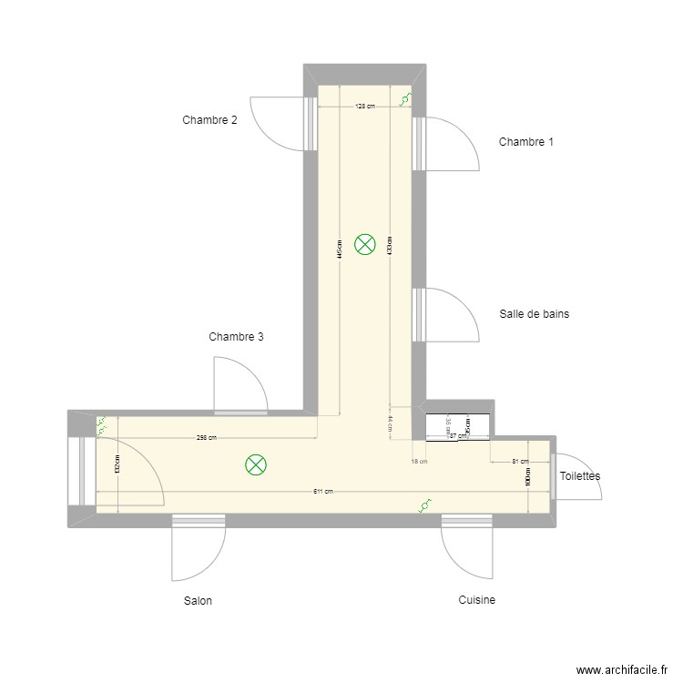 Plan couloir_2. Plan de 1 pièce et 13 m2