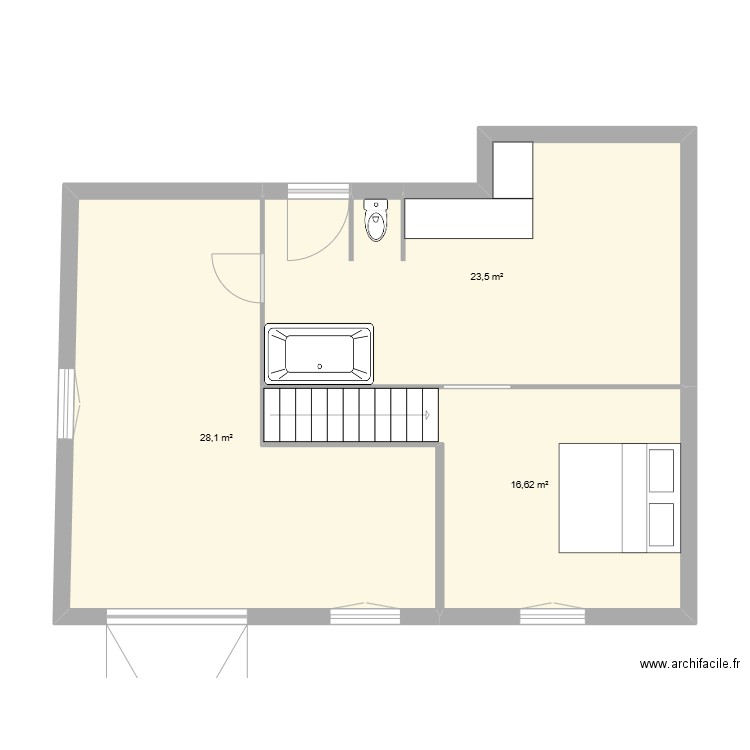 PLAN SURFACE FUTUR. Plan de 3 pièces et 68 m2