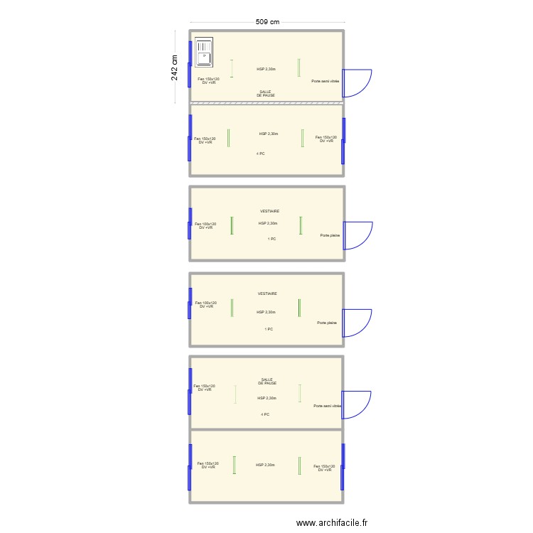 Projet GINEYS ANDREZIEUX. Plan de 6 pièces et 70 m2