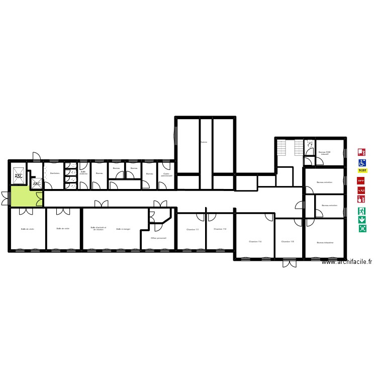 Afor etage 1. Plan de 35 pièces et 275 m2