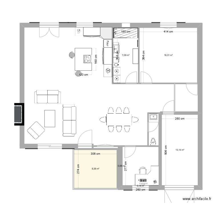 freddie2. Plan de 6 pièces et 45 m2