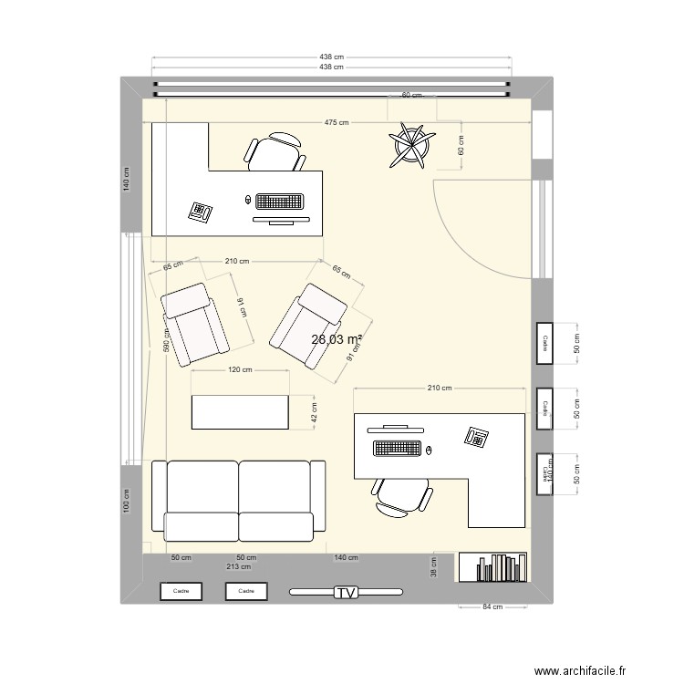 Bureau présidence2. Plan de 1 pièce et 28 m2