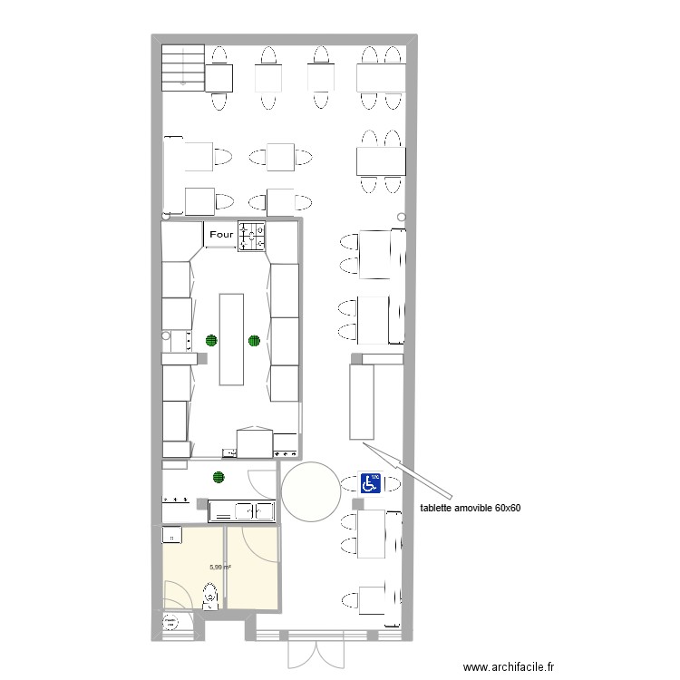 plan pmr. Plan de 1 pièce et 6 m2