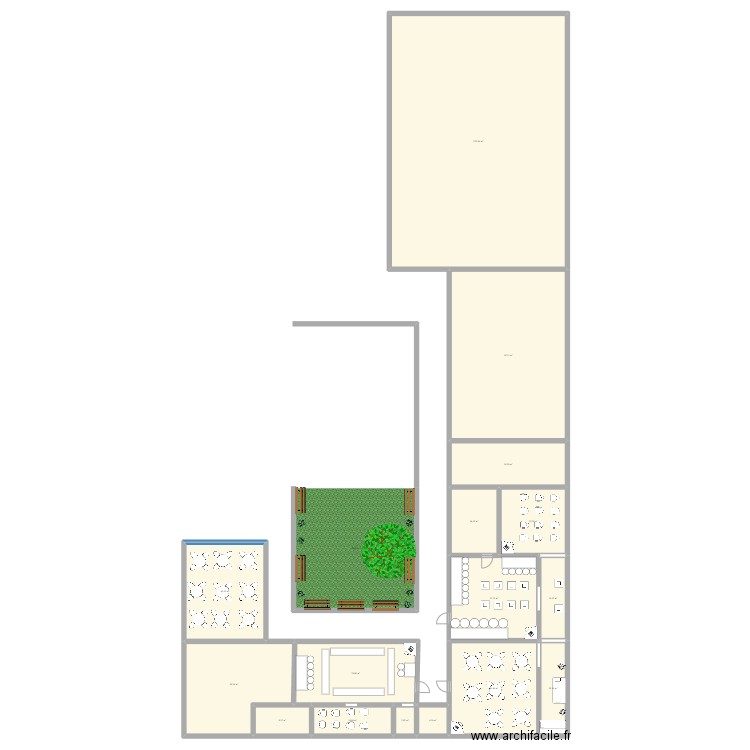 Fablab. Plan de 16 pièces et 659 m2