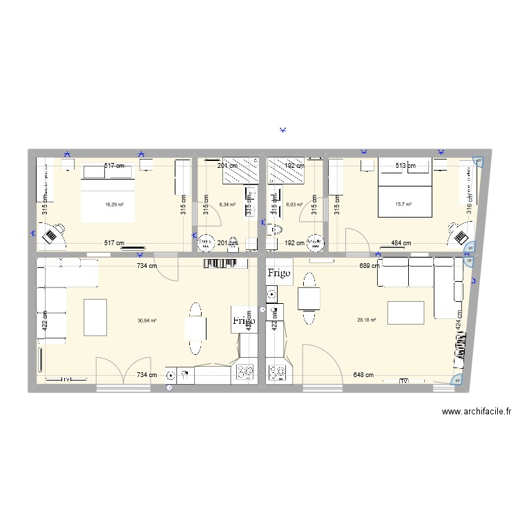 PLAN AOUT 24 GITES 2 ET 3. Plan de 6 pièces et 103 m2