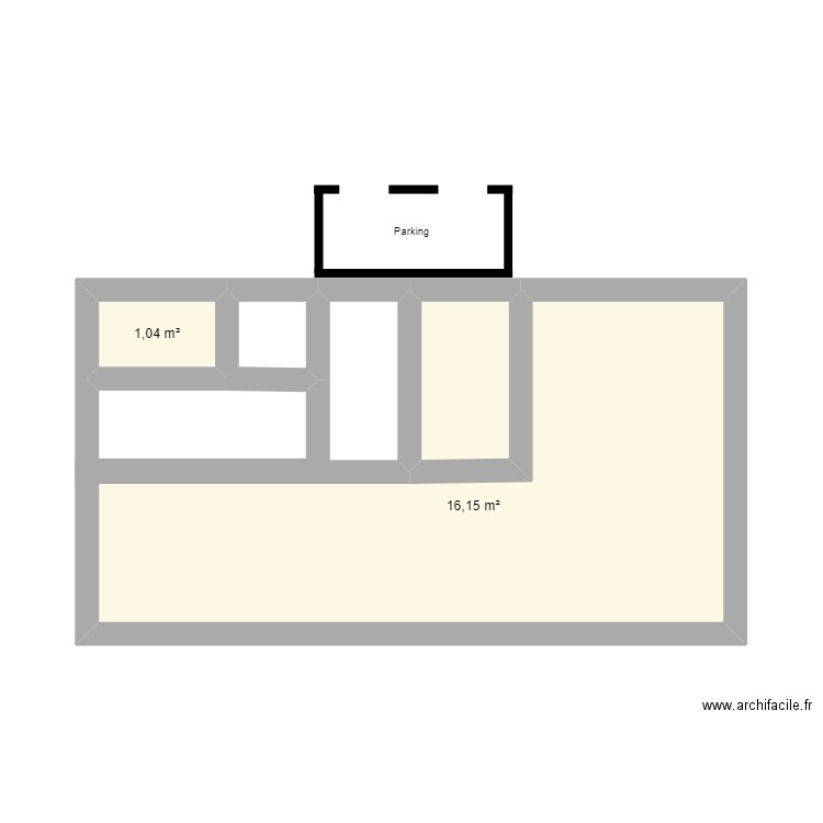 BIC. Plan de 3 pièces et 19 m2