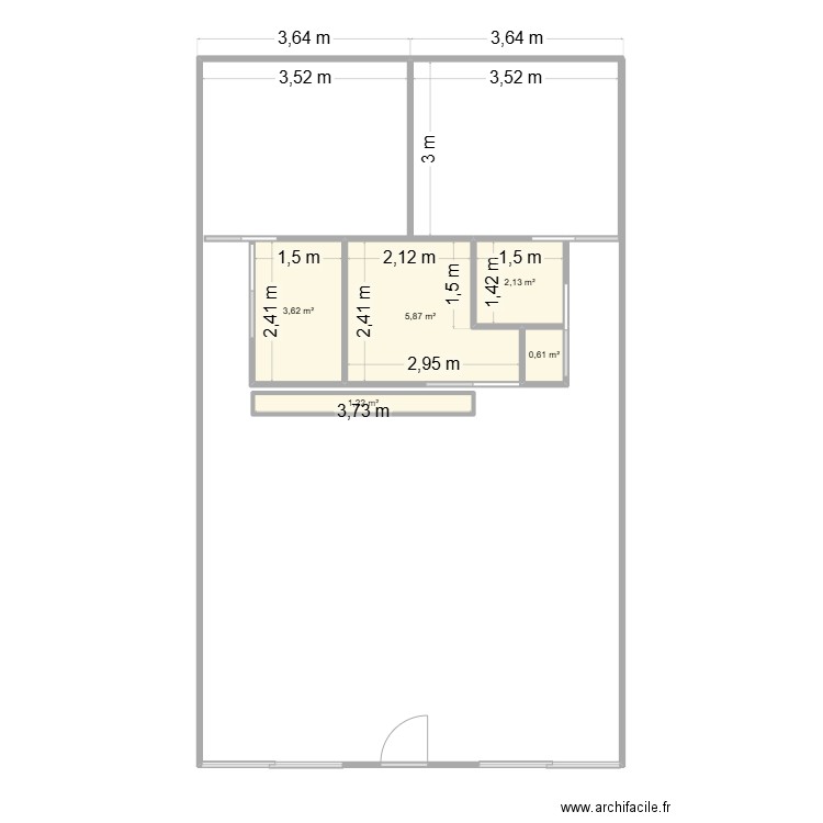 containers 3. Plan de 5 pièces et 13 m2