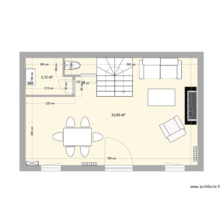 Maison_16022025. Plan de 2 pièces et 36 m2