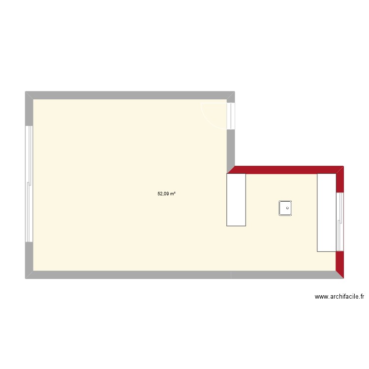 essai TB 2025. Plan de 1 pièce et 52 m2