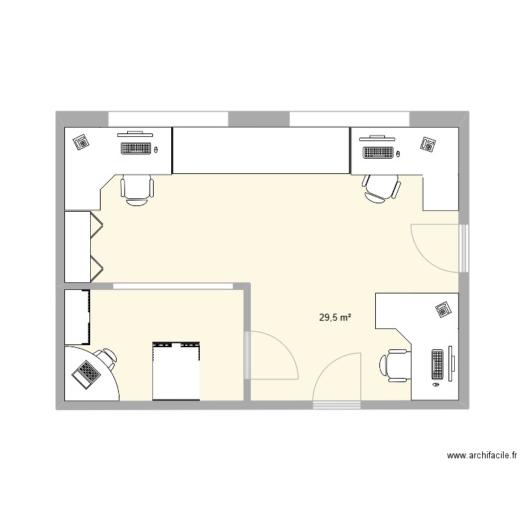 SALLE FASTER. Plan de 1 pièce et 30 m2