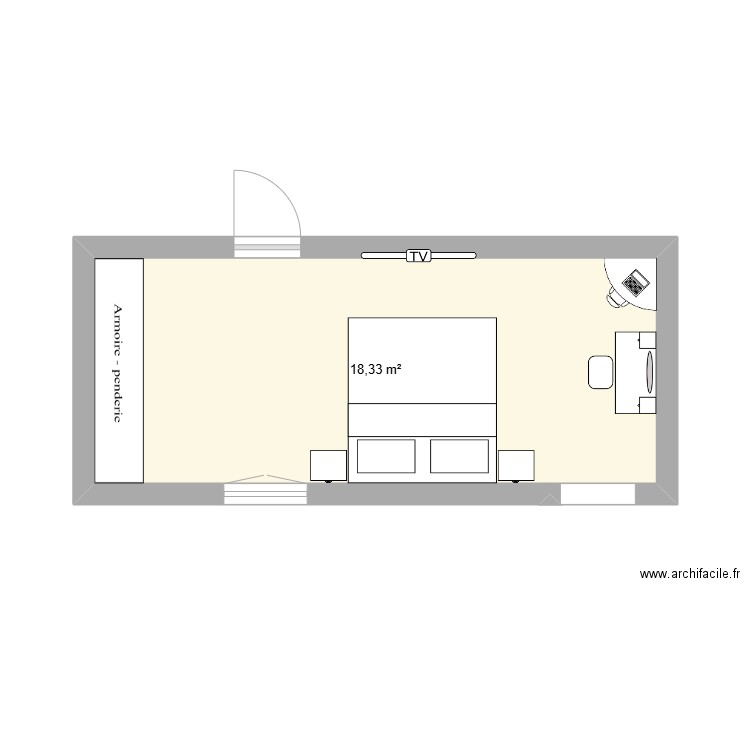 chambre adri bonneville. Plan de 1 pièce et 18 m2