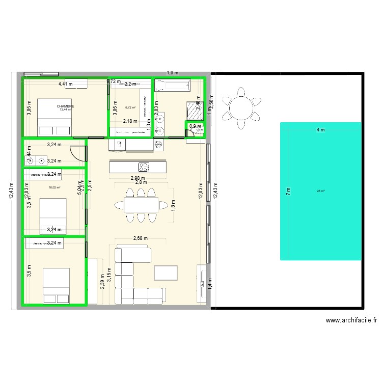 tom. Plan de 5 pièces et 181 m2