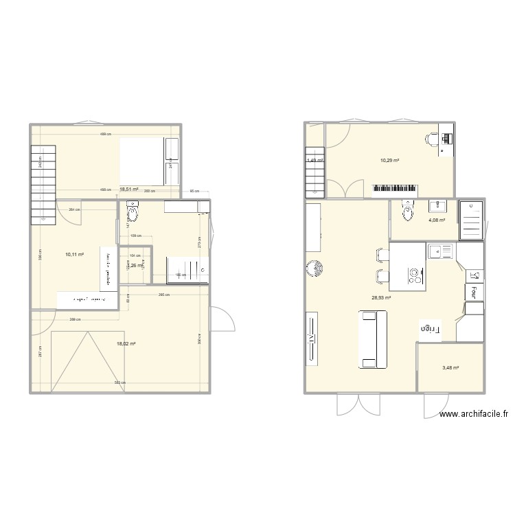 maison étage. Plan de 9 pièces et 96 m2