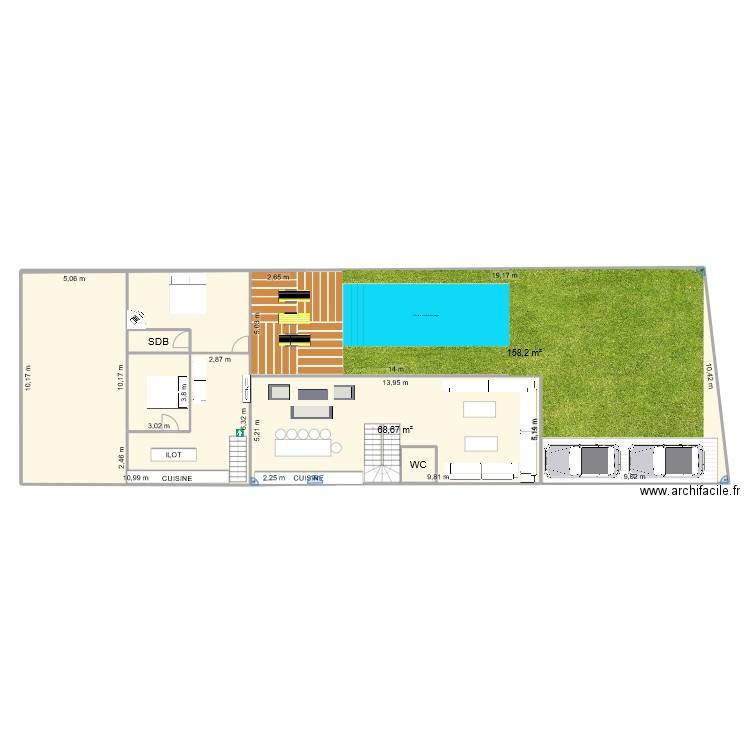 VILLA  L RDC. Plan de 7 pièces et 344 m2