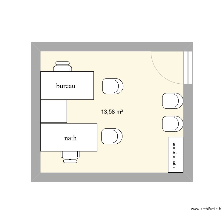 nath. Plan de 1 pièce et 14 m2