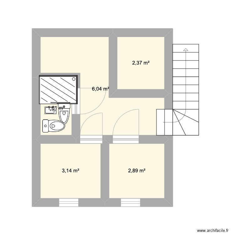 test. Plan de 5 pièces et 16 m2