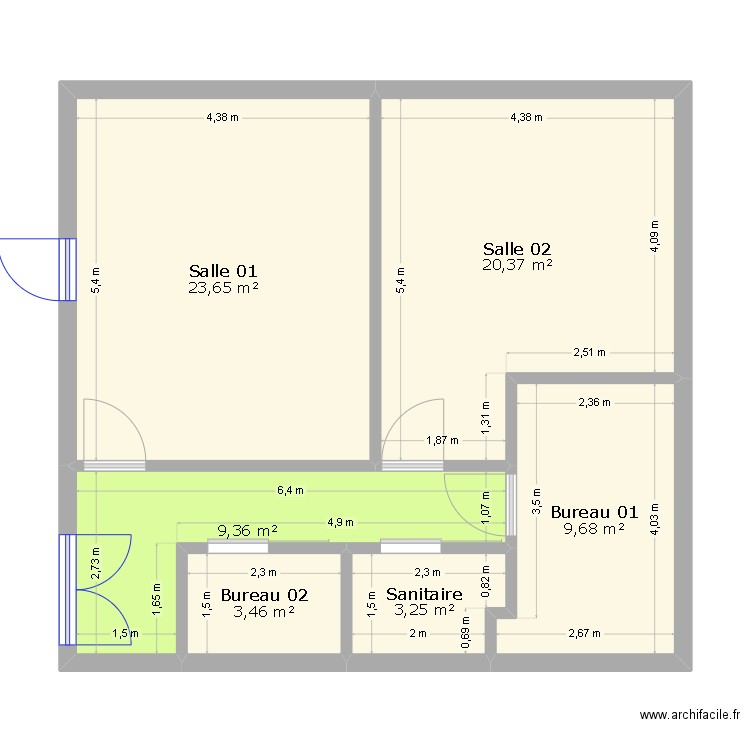 VICRA. Plan de 6 pièces et 70 m2