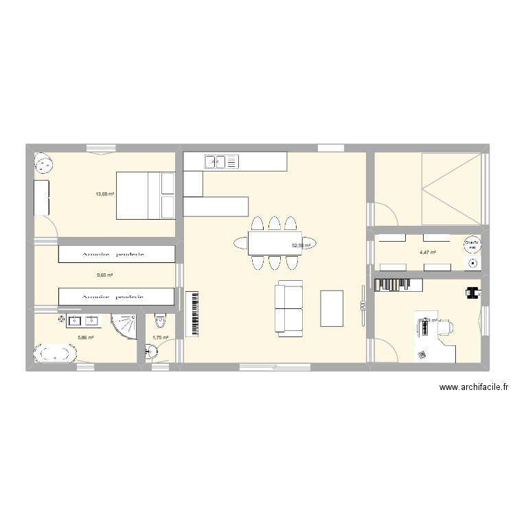 maison de manuela et arthur . Plan de 7 pièces et 98 m2