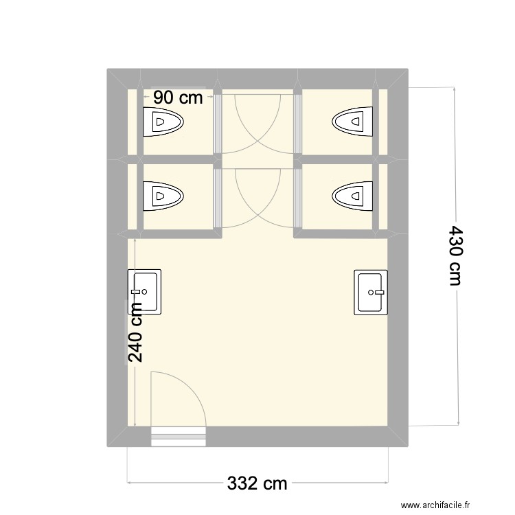 WC Biolène Option 2. Plan de 9 pièces et 13 m2