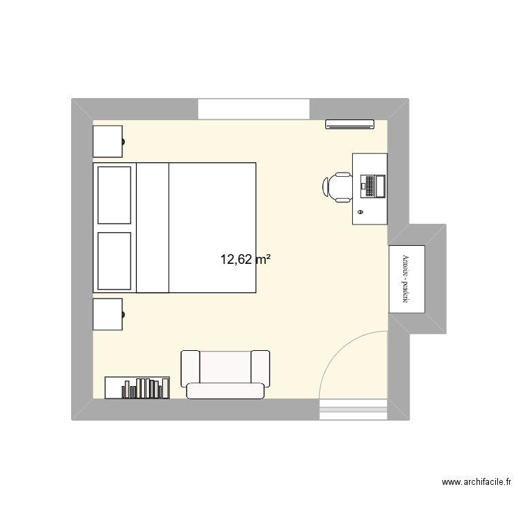 Bretagne - chambre 1 - prop 2. Plan de 1 pièce et 13 m2