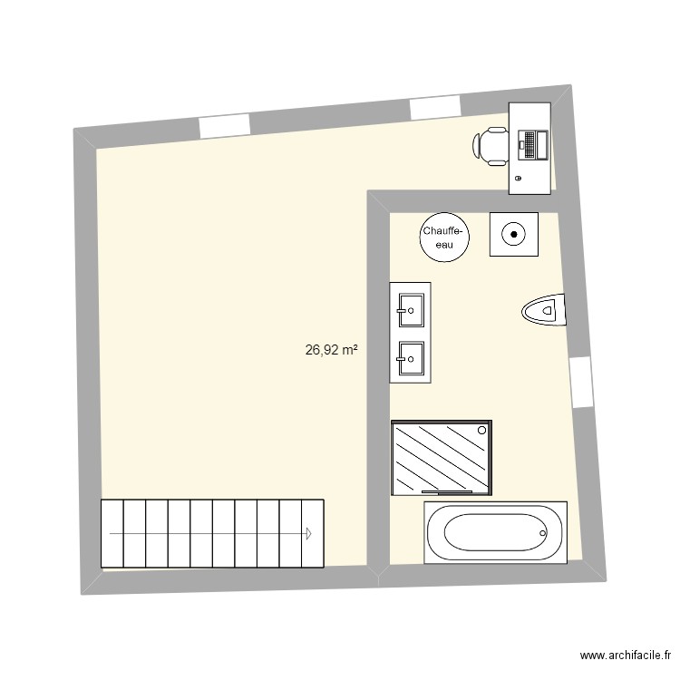 etage 1. Plan de 1 pièce et 27 m2