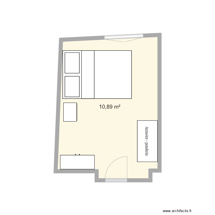 Chambre. Plan de 1 pièce et 11 m2