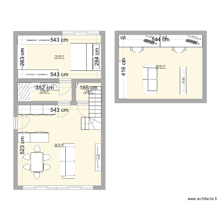 Maison copie. Plan de 5 pièces et 73 m2