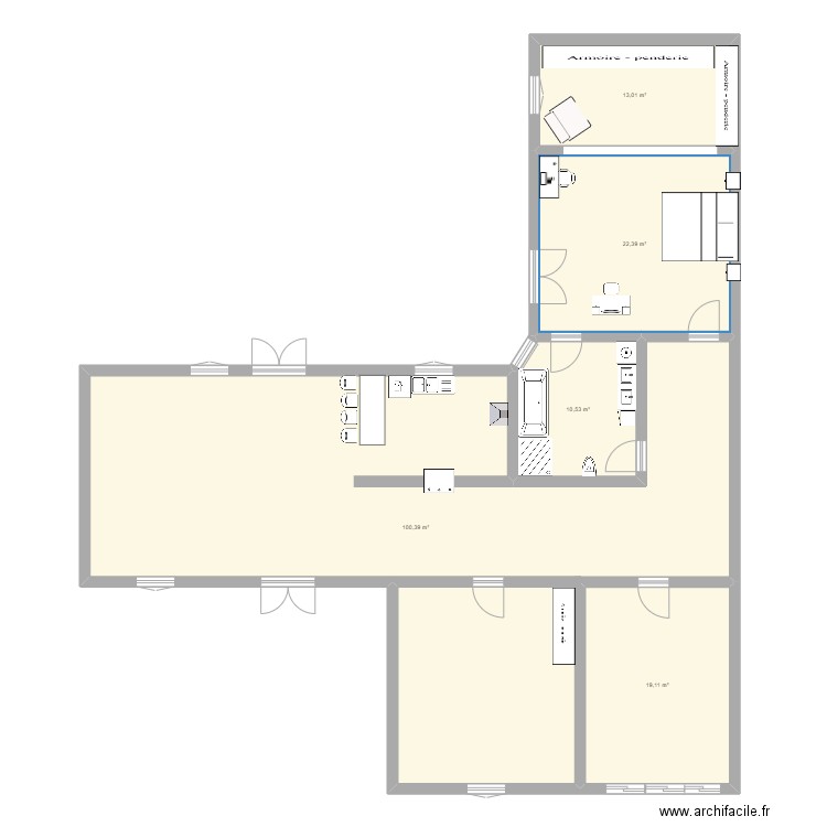 darAkouda. Plan de 5 pièces et 165 m2