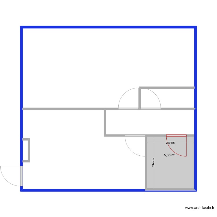 MFA. Plan de 1 pièce et 5 m2