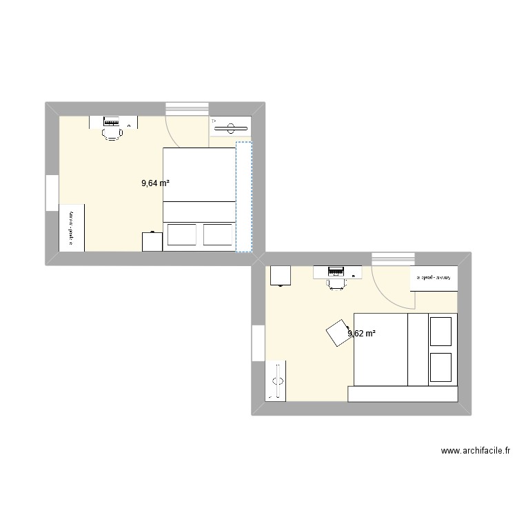 Maison VLT Chambre 1. Plan de 2 pièces et 19 m2